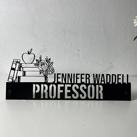 Bazinco Personalized Professor Name Plate – Custom Teacher Desk Name Plate with Books Design