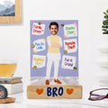 Bazinco Quirky Personalized Bro Photo Stand Caricature | Custom Acrylic Plaque with Wooden Base | Unique Gift for Brother, Birthday & Raksha Bandhan