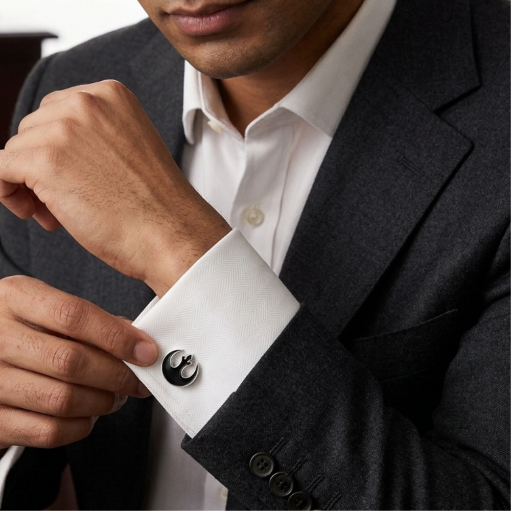 Bazinco Rebel Symbol Cufflinks – Sci-Fi Inspired Designer Cufflinks for Men Formal Wear