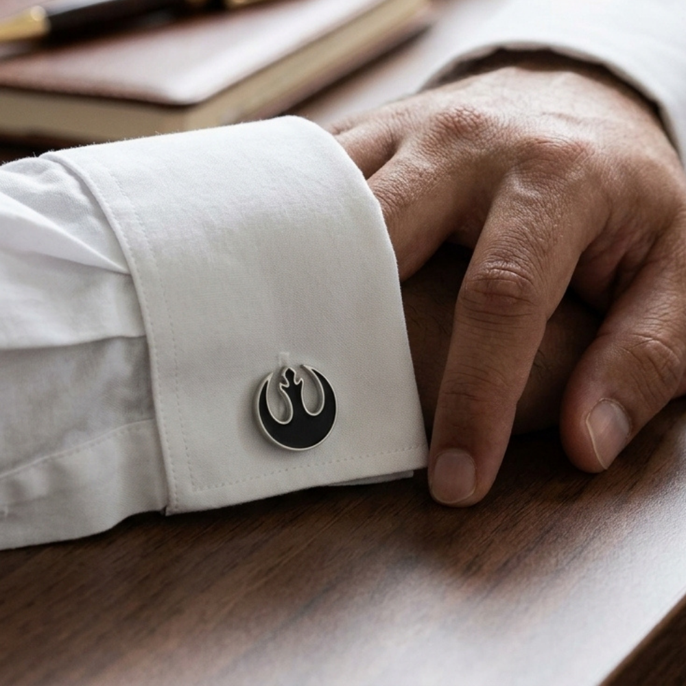 Bazinco Rebel Symbol Cufflinks – Sci-Fi Inspired Designer Cufflinks for Men Formal Wear