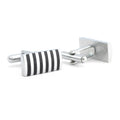 Bazinco Rectangle Black Stripes Cufflinks for Men with Premium Gift Box – Silver Formal Cufflinks for Business, Wedding
