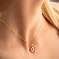 Red Rose Enamel Gold Necklace | Stylish Floral Pendant Gift for Her – Bazinco