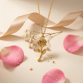 Bazinco Rose Flower Pendant Necklace | Premium Rose Gold Plated Floral Jewelry for Women & Girls