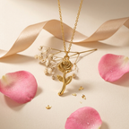 Bazinco Rose Flower Pendant Necklace | Premium Rose Gold Plated Floral Jewelry for Women & Girls