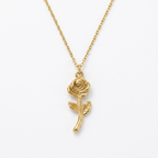 Bazinco Rose Flower Pendant Necklace | Premium Rose Gold Plated Floral Jewelry for Women & Girls