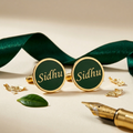 Bazinco Personalized Round Enamel Name Cufflinks – Custom Name Cufflinks for Men