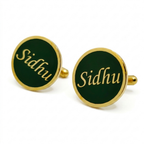 Bazinco Personalized Round Enamel Name Cufflinks – Custom Name Cufflinks for Men
