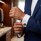 Bazinco Personalized Round Enamel Name Cufflinks – Custom Name Cufflinks for Men