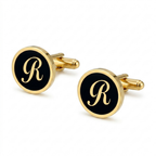Bazinco Personalized Script Letter Cufflinks – Premium Round Monogram Cufflinks for Men Formal Wear