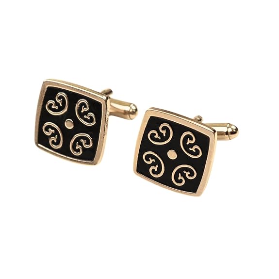Bazinco Royal Baroque Rose Gold Cufflink & Tie Clip Set for Men