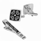 Bazinco Royal Baroque Rose Gold Cufflink & Tie Clip Set for Men