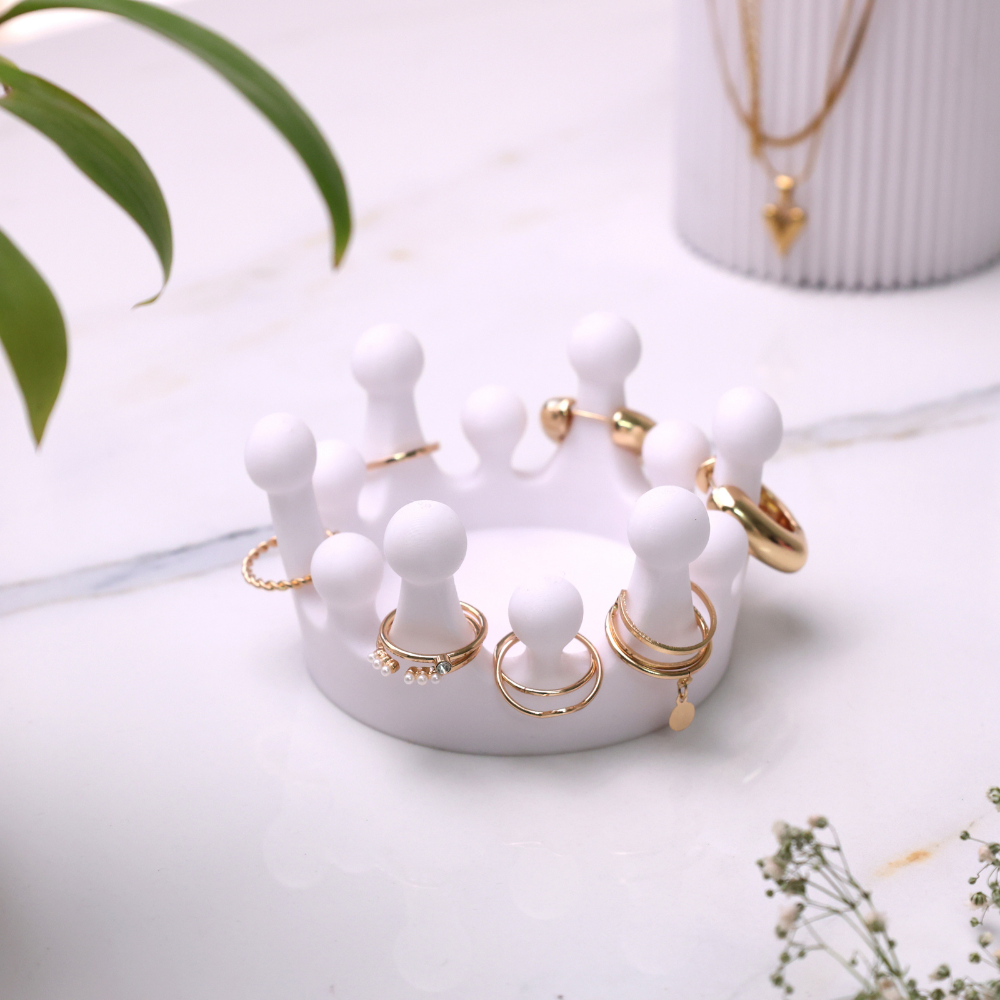 Bazinco Royal Crown Jewelry Organizer – Elegant Ring Holder Display Stand for Vanity & Dressing Table