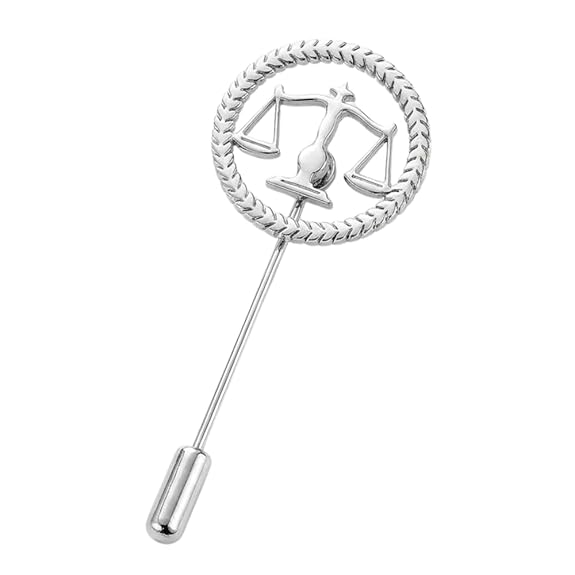 Bazinco Scales of Justice Lapel Pin – Custom Monogram Chain Brooch for Men
