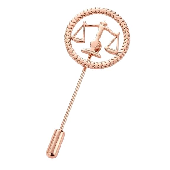 Bazinco Scales of Justice Lapel Pin – Custom Monogram Chain Brooch for Men