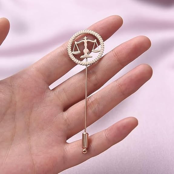 Bazinco Scales of Justice Lapel Pin – Custom Monogram Chain Brooch for Men