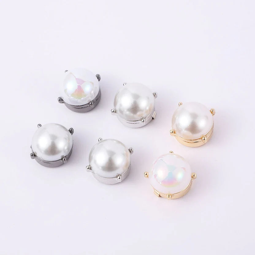 Bazinco Round Pearl Gold Finish Anti Tarnish Shirt Button Cover Set of 2 – Premium Pearl Button Covers for Men & Women | Unisex Formal Shirt Accessory