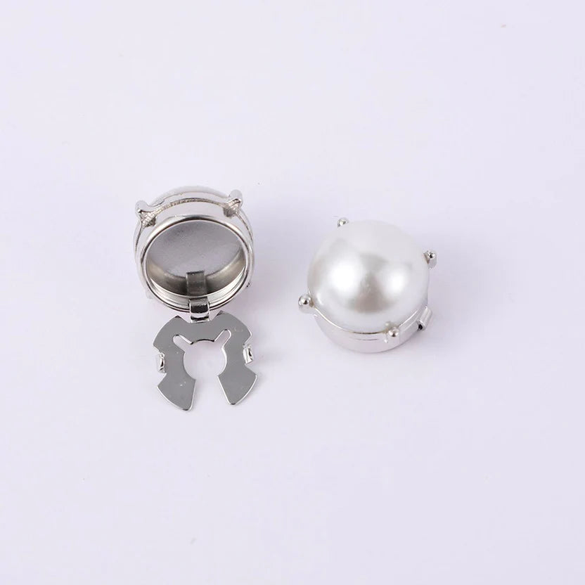 Bazinco Round Pearl Gold Finish Anti Tarnish Shirt Button Cover Set of 2 – Premium Pearl Button Covers for Men & Women | Unisex Formal Shirt Accessory