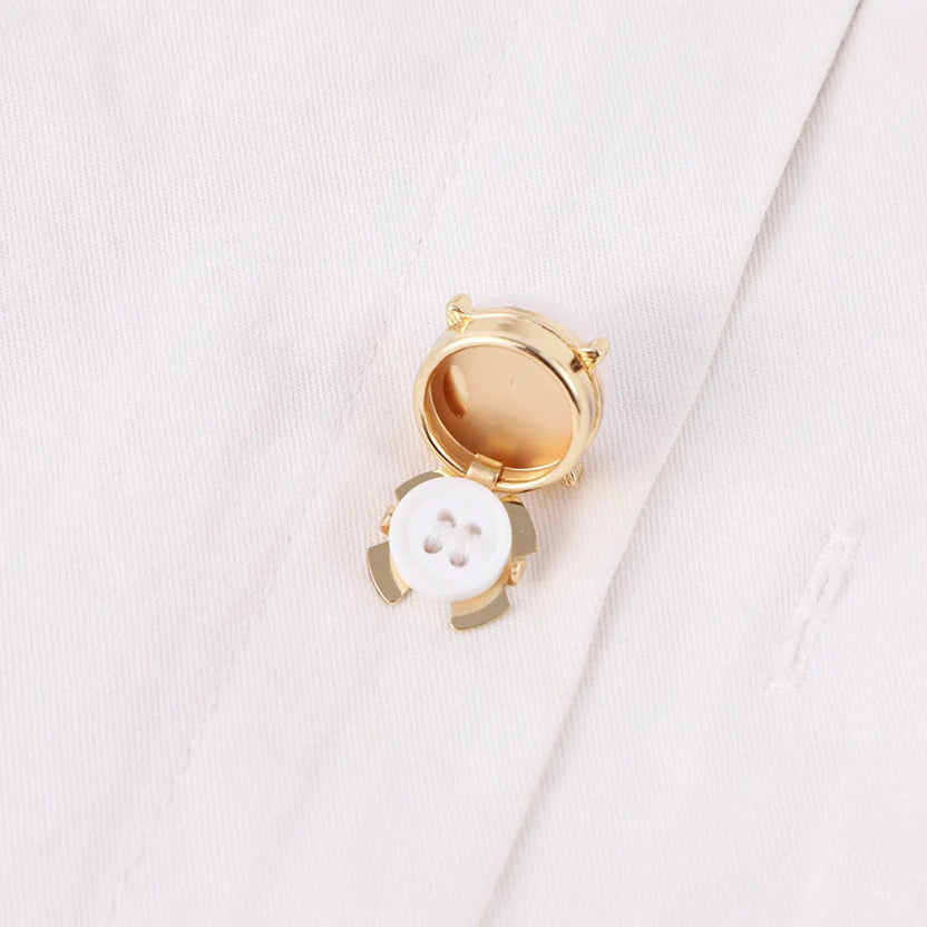 Bazinco Round Pearl Gold Finish Anti Tarnish Shirt Button Cover Set of 2 – Premium Pearl Button Covers for Men & Women | Unisex Formal Shirt Accessory