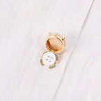 Bazinco Round Pearl Gold Finish Anti Tarnish Shirt Button Cover Set of 2 – Premium Pearl Button Covers for Men & Women | Unisex Formal Shirt Accessory