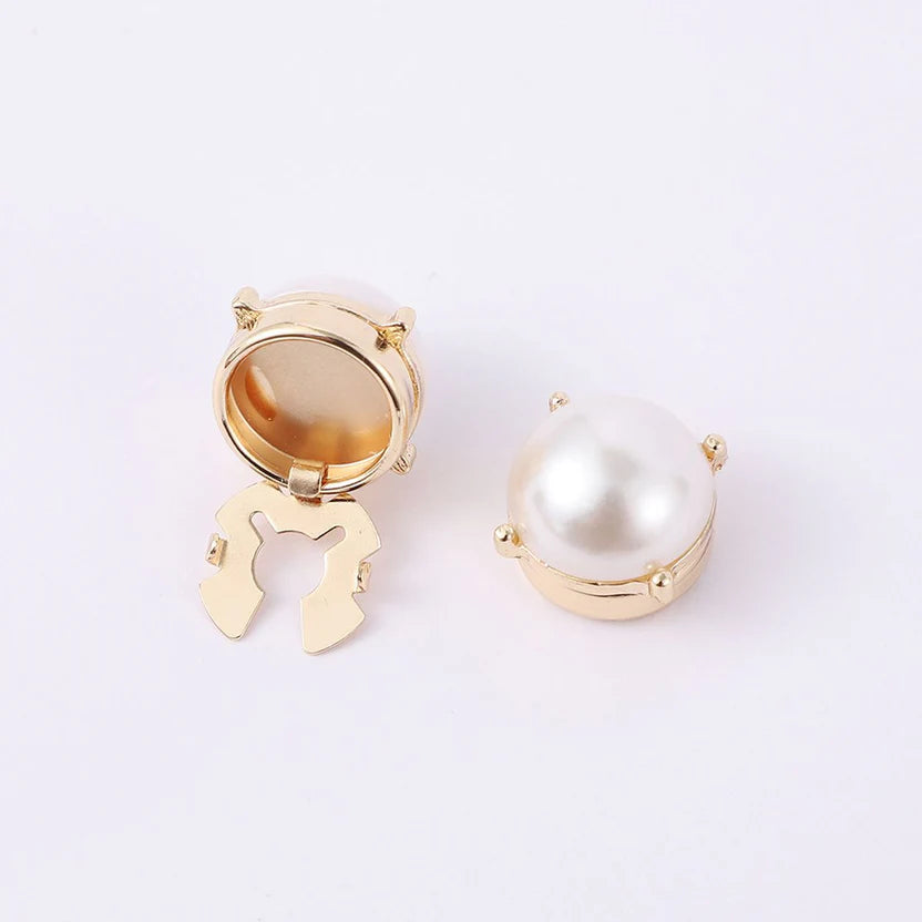 Bazinco Round Pearl Gold Finish Anti Tarnish Shirt Button Cover Set of 2 – Premium Pearl Button Covers for Men & Women | Unisex Formal Shirt Accessory