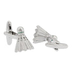 Bazinco Shuttlecock Badminton Silver Cufflinks for Men – Premium Sports Theme Formal Shirt Cuff Links for Wedding, Office & Badminton Lovers