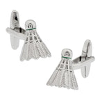 Bazinco Shuttlecock Badminton Silver Cufflinks for Men – Premium Sports Theme Formal Shirt Cuff Links for Wedding, Office & Badminton Lovers