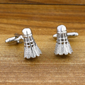 Bazinco Shuttlecock Badminton Silver Cufflinks for Men – Premium Sports Theme Formal Shirt Cuff Links for Wedding, Office & Badminton Lovers