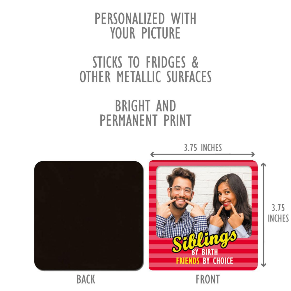 Personalized Photo Magnet for Fridge | Siblings Gift Magnet | Custom Picture Magnet by Bazinco