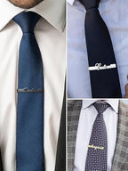 Bazinco Personalized Signature Cufflinks & Tie Clip Set – Custom Name Formal Accessories