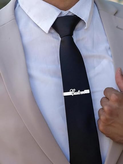 Bazinco Personalized Signature Name Cufflinks Combo Set | Custom Gold Tie Clip, Brooch & Formal Accessories for Men