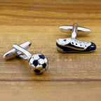 Bazinco Silver Soccer Football Shoe Cufflinks for Men | Football & Boot Designer Shirt Cufflinks | Premium Sports Accessories