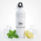 Bazinco Personalized Water Bottle for Men | Custom Name Sipper Bottle with Mr Crown Design | Stylish Reusable Water Bottle Gift