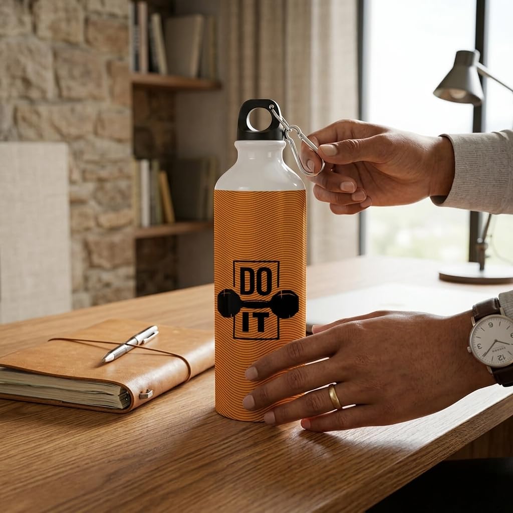 Bazinco Gym Water Bottle | Do It Dumbbell Motivation Design | Reusable Sports Sipper Bottle