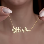 Snowflake Name Necklace Personalized | Minimalist Custom Name Jewelry – Bazinco
