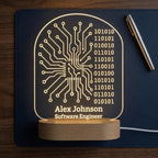 Bazinco Personalized Circuit Board LED Name Lamp | Custom Acrylic Desk Light with Name & Profession for Software Engineer, Programmer & Tech Professional