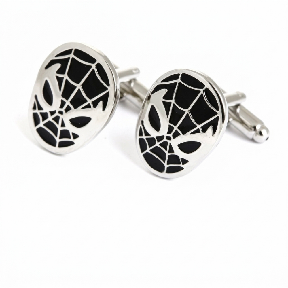 Bazinco Spider Mask Cufflinks – Premium Superhero Web Cufflinks for Men Accessories