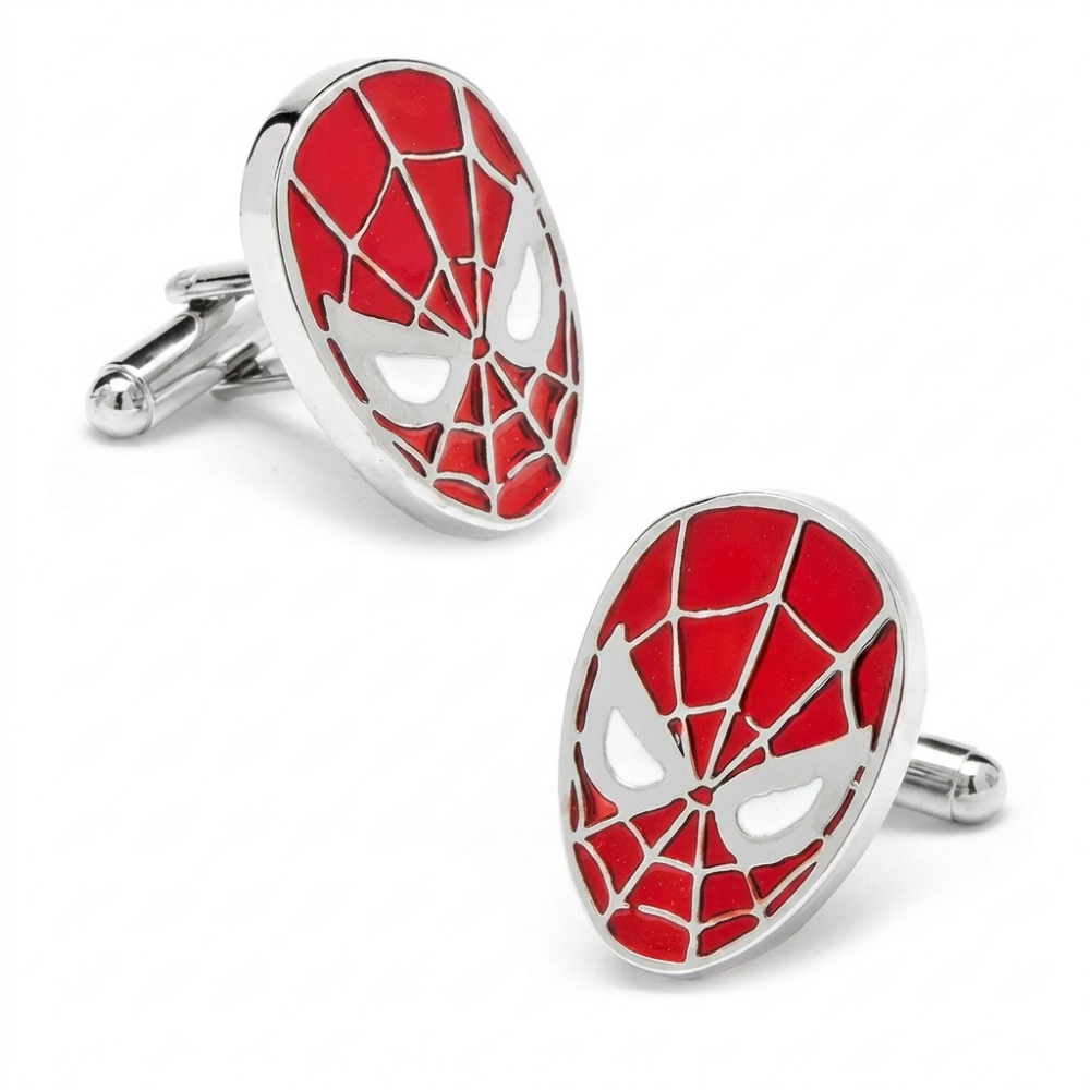 Bazinco Spider Mask Cufflinks – Premium Superhero Web Cufflinks for Men Accessories