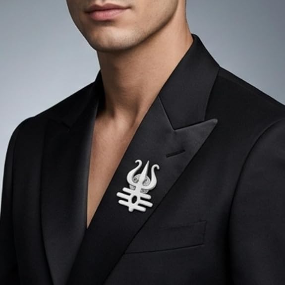 Stylish Trishul Lapel Pin for Men & Women | Bazinco Shiva Trident Brooch for Blazer Jacket & Ethnic Wear