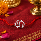 Bazinco Auspicious Swastik Rakhi Bracelet for Brother | Sacred Swastik Symbol Rakhi with Red Thread | Traditional Handmade Raksha Bandhan Rakhi Gift