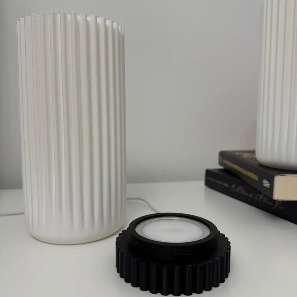 Bazinco Nordic Fluted Table Lamp – Minimalist Ambient Bedside & Desk Light