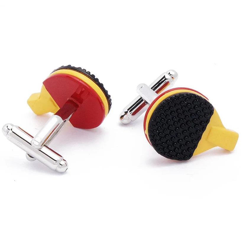 Bazinco Table Tennis Bat Red Cufflinks for Men | Ping Pong Paddle Designer Shirt Cufflinks | Premium Sports Accessories