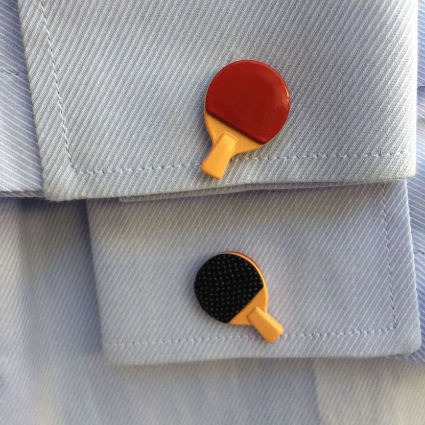 Bazinco Table Tennis Bat Red Cufflinks for Men | Ping Pong Paddle Designer Shirt Cufflinks | Premium Sports Accessories