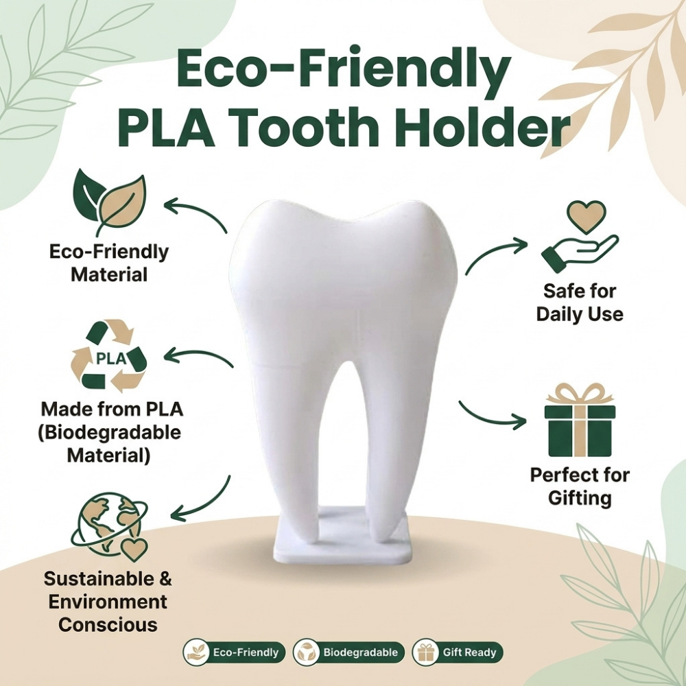 Bazinco Tooth Shape Card Holder – Modern Dental Desk Organizer & Business Card Stand