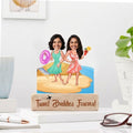 Bazinco Personalized Travel Buddies Caricature Gift | Custom Women's Day Acrylic Photo Stand | Unique Friendship Gift for Girls & Wanderlust Friends