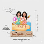Bazinco Personalized Travel Buddies Caricature Gift | Custom Women's Day Acrylic Photo Stand | Unique Friendship Gift for Girls & Wanderlust Friends