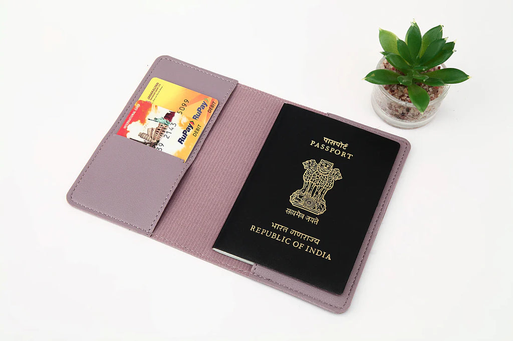 Bazinco Travel Passport Wallet with Card Slots | Elegant Lilac Passport Cover for Women & Men