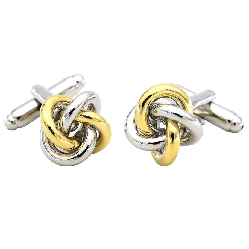 Bazinco Two Tone Celtic Knot Cufflinks | Luxury Silver Gold Interlocking Knot Cufflinks for Men | Formal Shirt Accessories