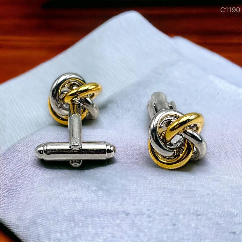 Bazinco Two Tone Celtic Knot Cufflinks | Luxury Silver Gold Interlocking Knot Cufflinks for Men | Formal Shirt Accessories