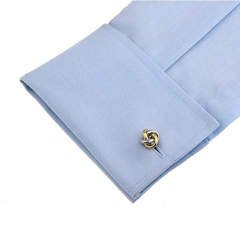 Bazinco Two Tone Celtic Knot Cufflinks | Luxury Silver Gold Interlocking Knot Cufflinks for Men | Formal Shirt Accessories