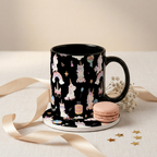 Bazinco Cute Coordinated Unicorn Design Coffee Mug with Round MDF Coaster Gift Set